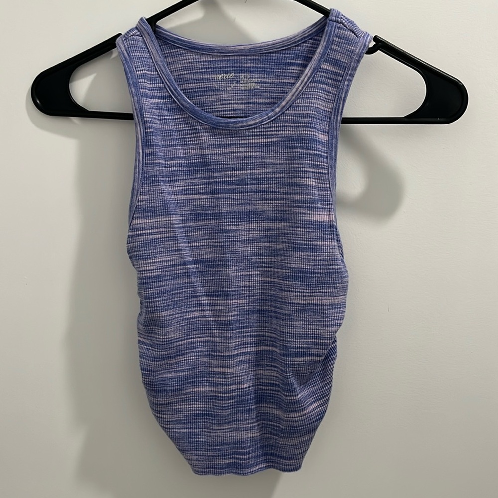 aerie Purple/Pink Striped Ribbed Tank Crop Top